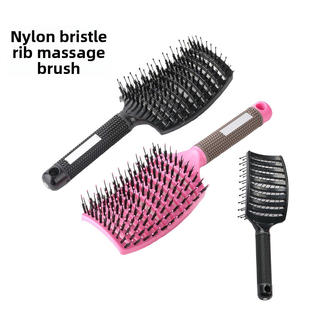 Large Curved Comb, Ribbed Hair Comb, Boar Bristle Curved Massage Comb, Nine-Row Comb, Styling Curling and Smoothing Comb, Cross-Border - 图片 25
