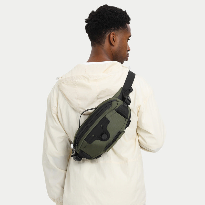 OZUKO Men's Chest Bag Crossbody Waist Bag Multifunctional Tactical Waterproof Portable Outdoor Cycling Trendy Brand High-end Bag - 图片 5