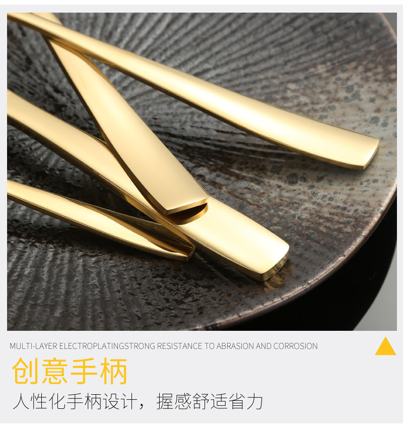 410Stainless Steel Cutlery Western Food Square Handle Knife Fork Spoon4Gift Set Cutlery Set Steak Knife Fork Spoon - 图片 19