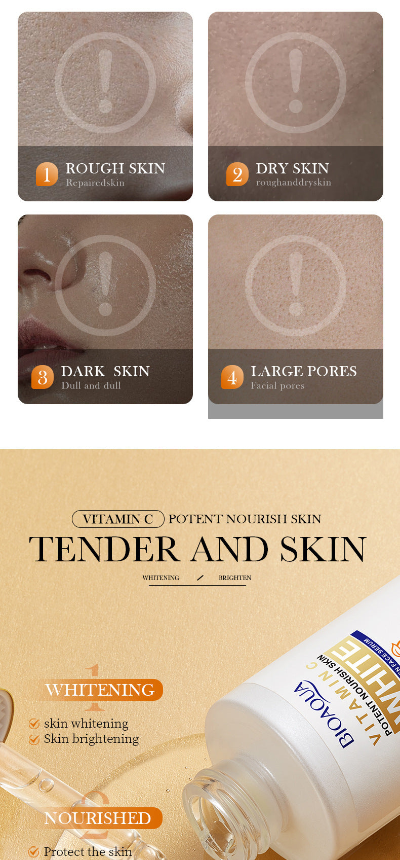 VC Essence30mlBIOAOUA Vitamin C Whitening, hydrating, moisturizing, and nourishing cross-border wholesale - 图片 8