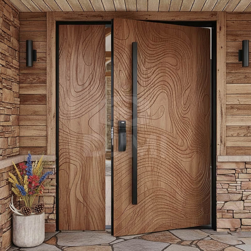 China Top Manufacturer Modern Design Villa Exterior High-end Main Solid Wood Entry Door for Houses Outside Front Door - 图片 5