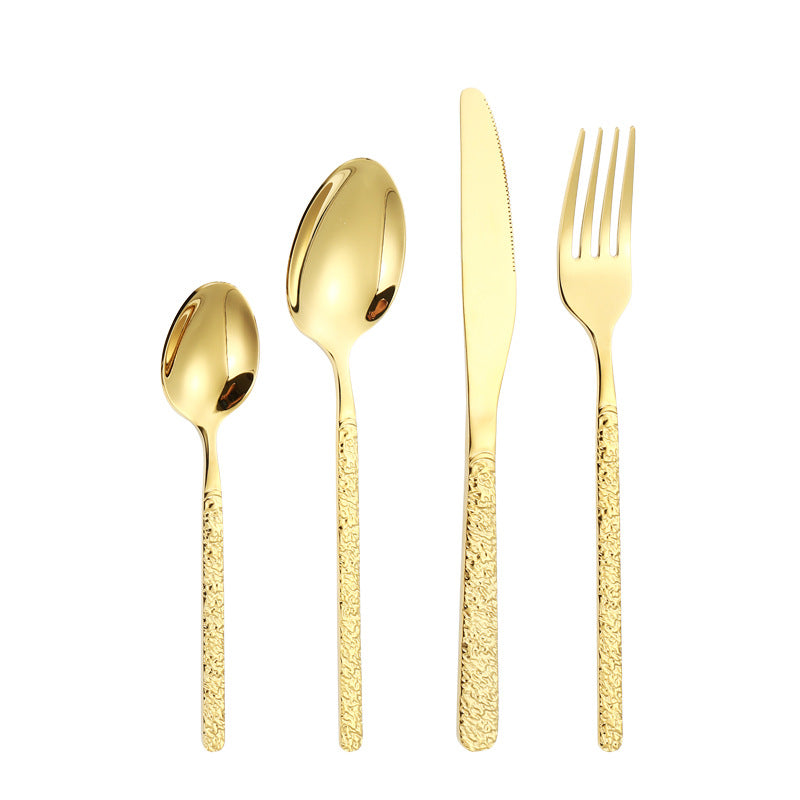 410Stainless Steel Cutlery Set Stone Pattern Knife Fork Spoon24Western-style dining set6Steak Knife and Fork for One Person - 图片 5