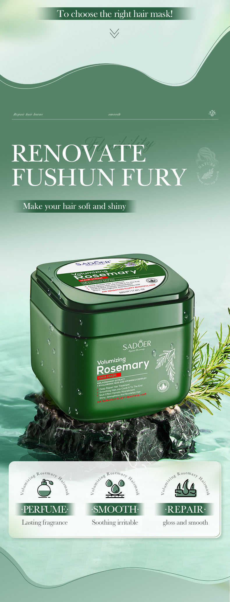 Rosemary Rosemary500ml SADOER Repair Nourishing Smooth Hair Conditioner Wholesale - 图片 9