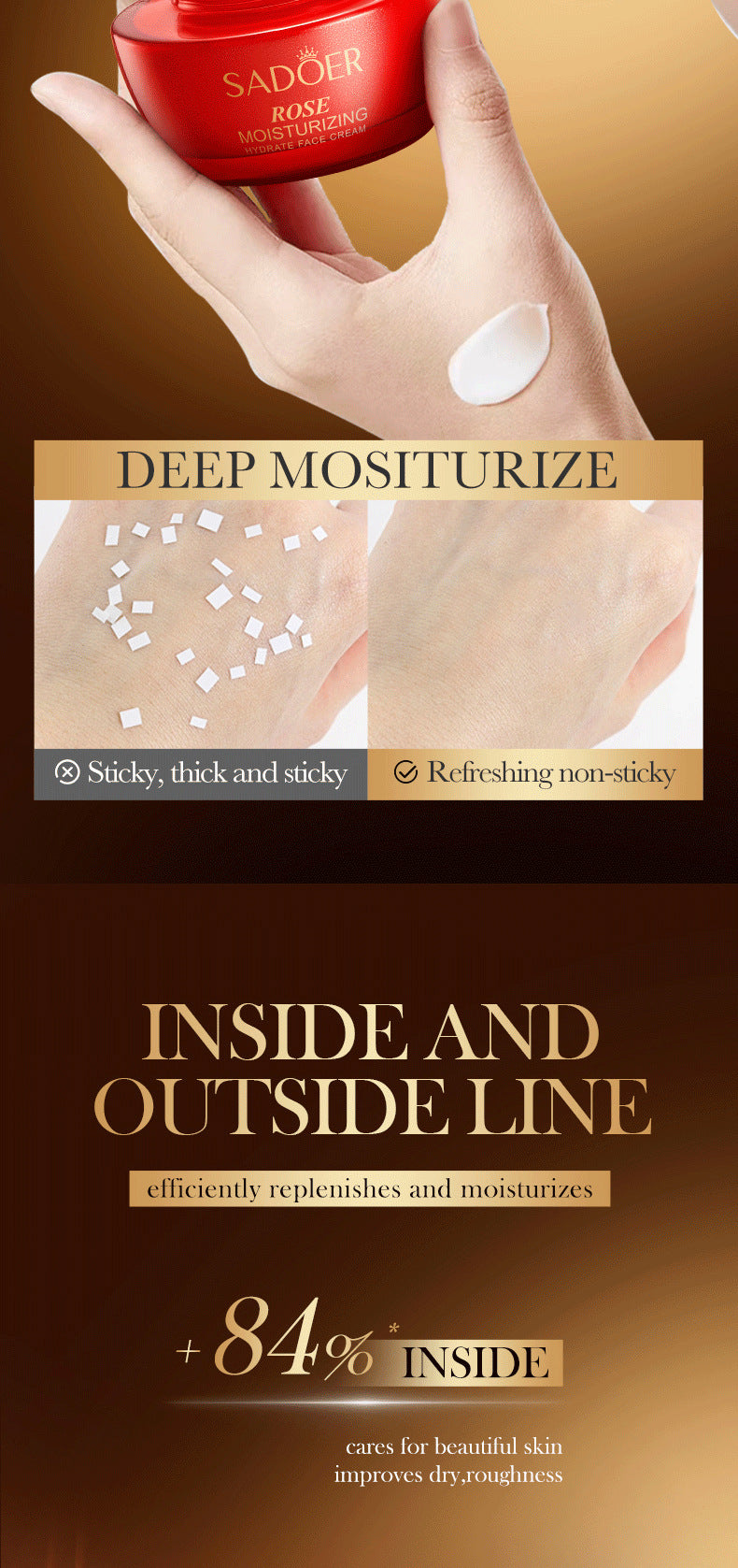 Rose Moisturizing and Skin Rejuvenating Cream SADOER Plant Moisturizing and Hydrating Face Cream Cross-Border Wholesale - 图片 14