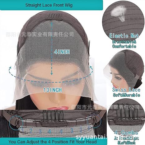 Kinky Straight 13x4 Lace Front Synthetic Wig Long Black Wigs - 图片 4