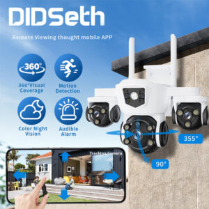 New True Four Eyes WIFI Solar surveillance camera with three-screen monitoring5MP Remote Panoramic Camera