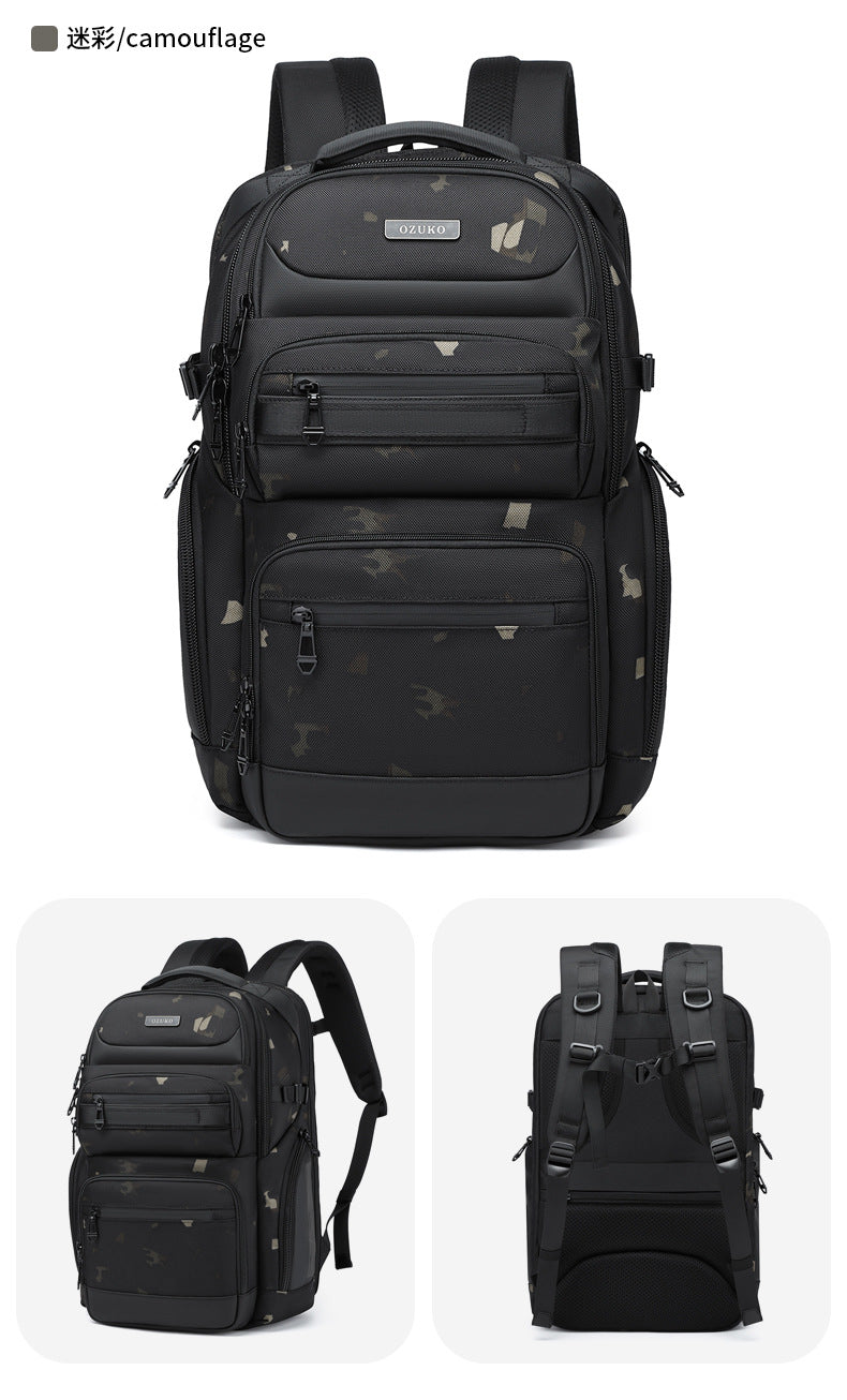 OZUKO Business Backpack Men's Computer Backpack Waterproof High-end Business Travel College Student Commuting School Bag - 图片 36