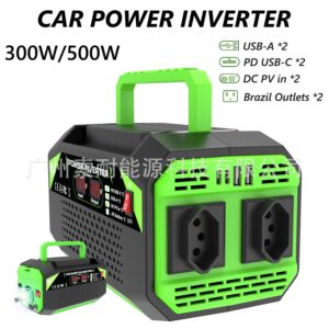 Brazilian standard socket car inverter300W/500W12V Turn110V/220V Double Digital Display/USB/Type-C