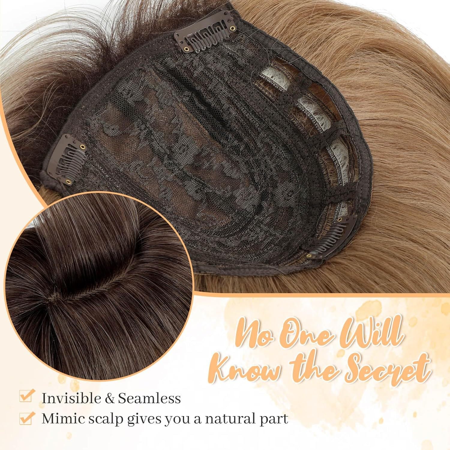 141 Inch European and American Style Synthetic Hair Patch with Bangs to Cover Scalp, Hair Patch water topper - 图片 13