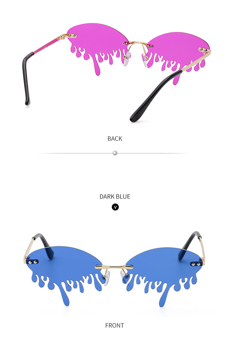 Christmas Costume Personality Tear Sunglasses for Women Metal Frameless Sunglasses Trendy European and American Party Funny Glasses - 图片 31