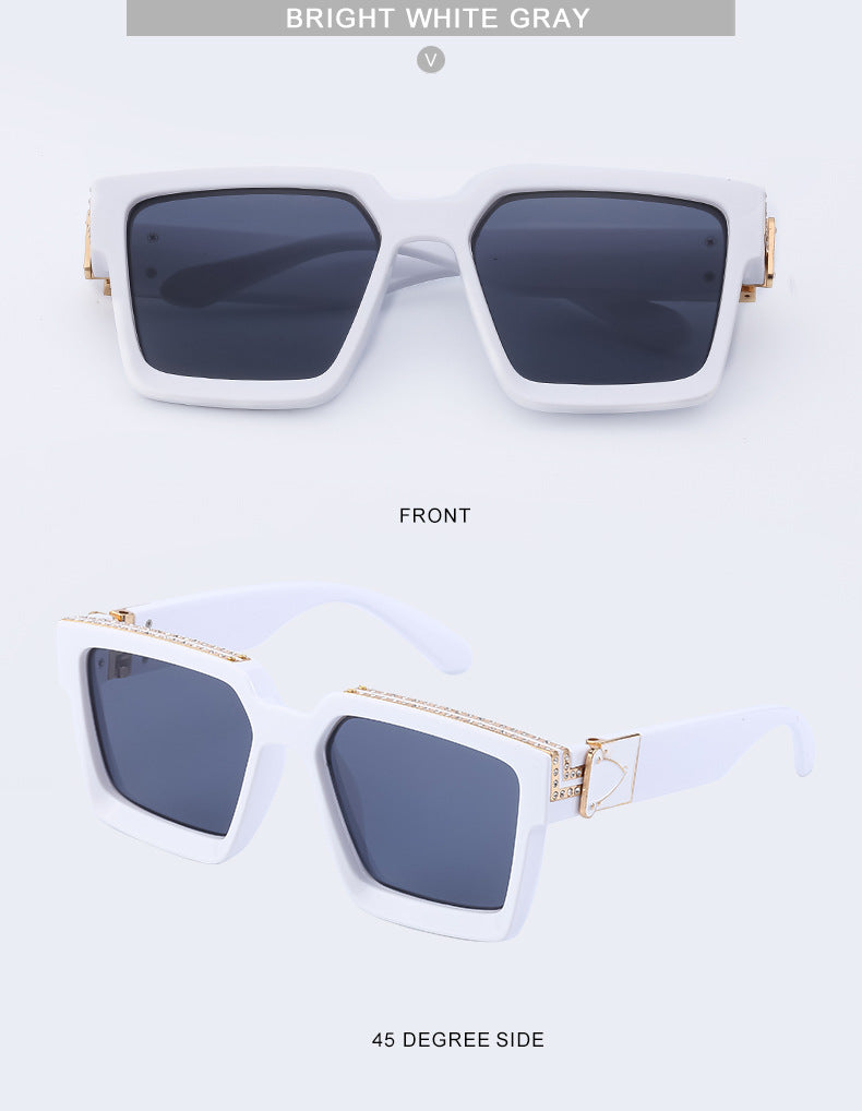 Diamond-Studded Large Square Frame Sunglasses for Women, European and American Style, 0k Influencer Same Style Sunglasses for Men, Trendy and High-End Feel shades - 图片 37