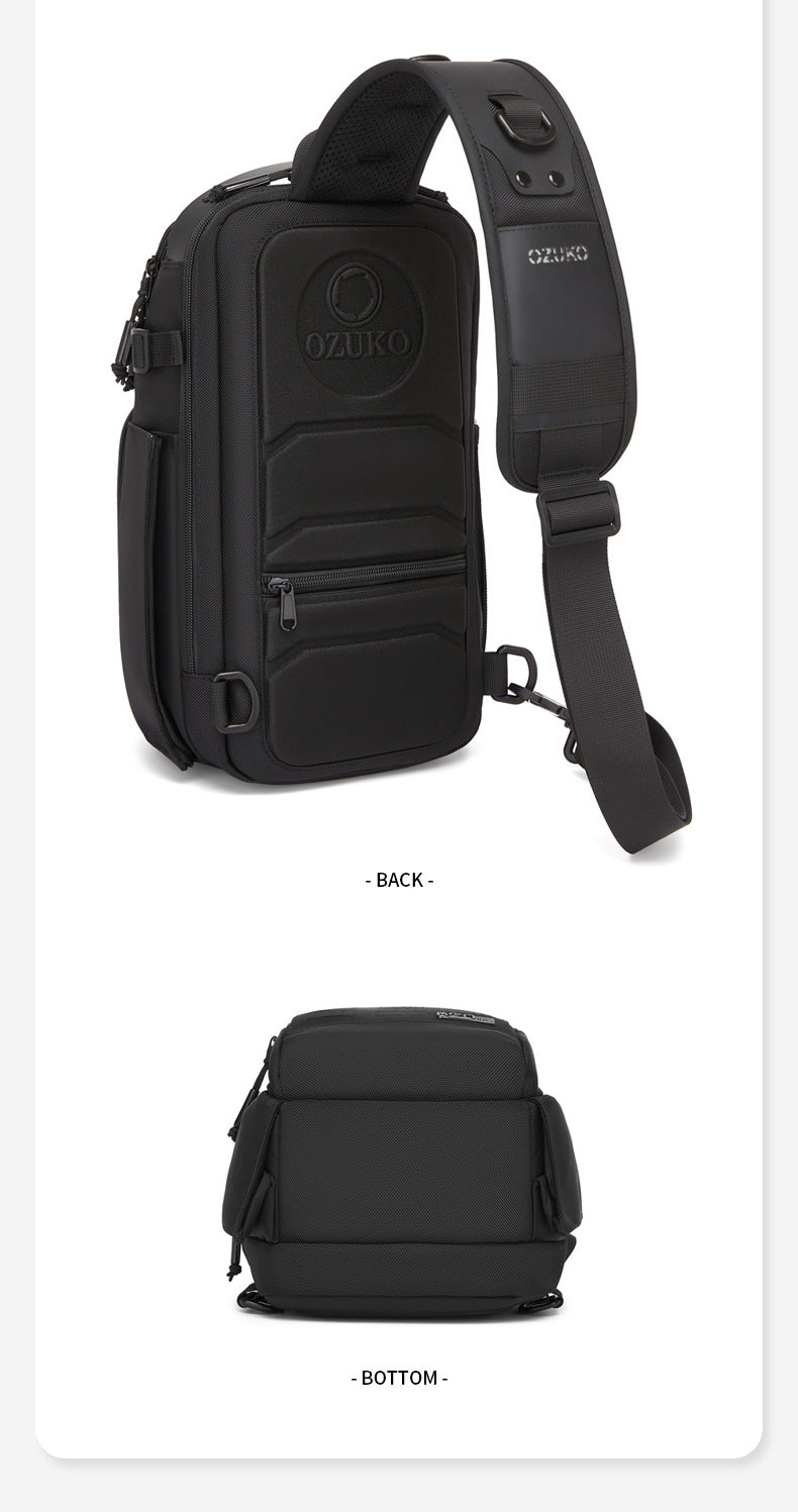 ozuko Men's Chest Bag Crossbody Bag High-end Waterproof Large Capacity Trendy Men's Shoulder Bag Commuting Portable Bag - 图片 25