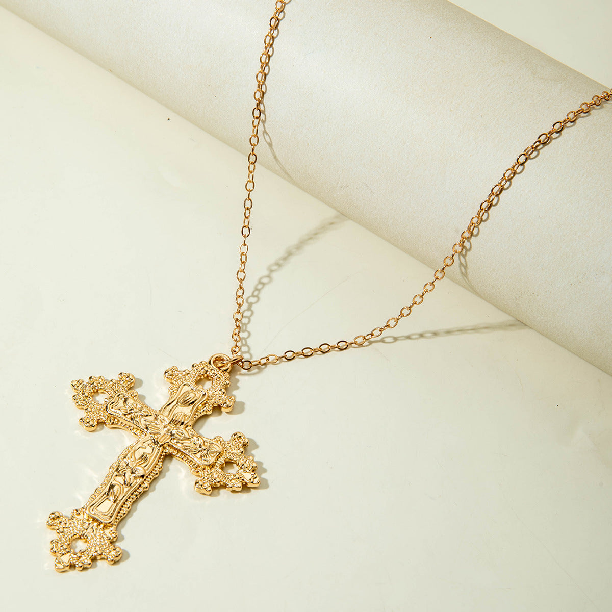European and American Retro Hollow Diamond Cross Pendant Necklace Gothic Style Black Layered Wear Y Type Necklace - 图片 85