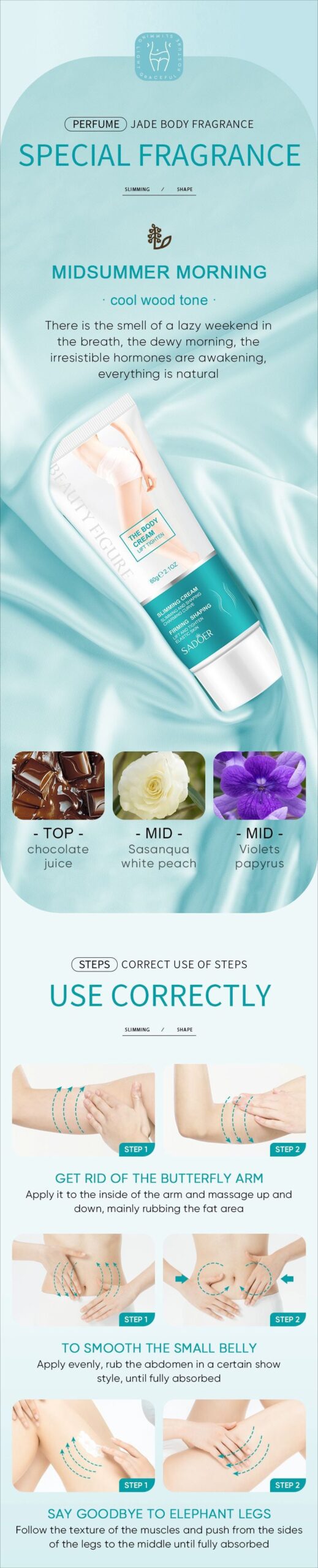 Slimming and Shaping Cream SADOER Body Massage Cream Shaping Fat Burning Firming Lightweight Cross-Border Wholesale - 图片 13