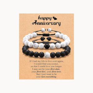 Hot Selling White Turquoise Obsidian Couple Card Bracelet Natural Stone Powder Crystal Beaded Braided Bracelet