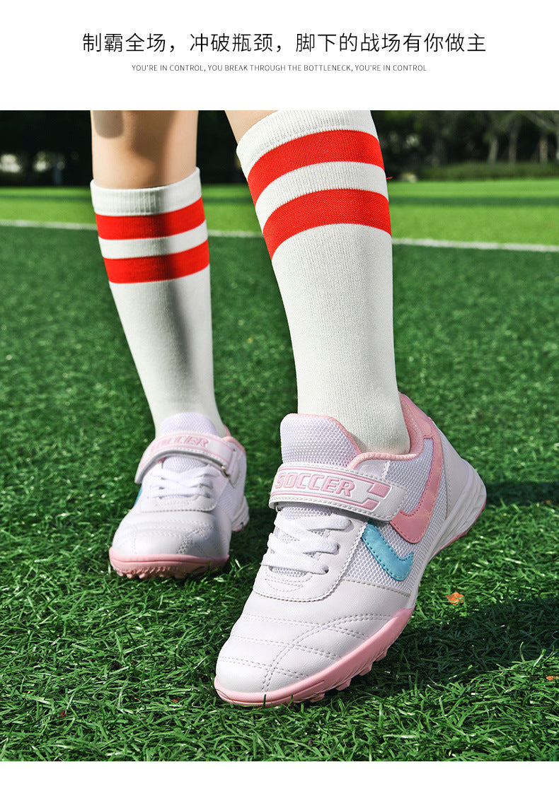 New football shoes for men and women with Velcro for children TF Broken Nail Style Youth Student Grassland Flat Training Shoes - 图片 27