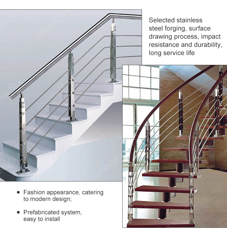 Used Modern Villa Residential Wrought Iron Stair Railing with 12mm Tempered Glass and Long Service Life - 图片 5