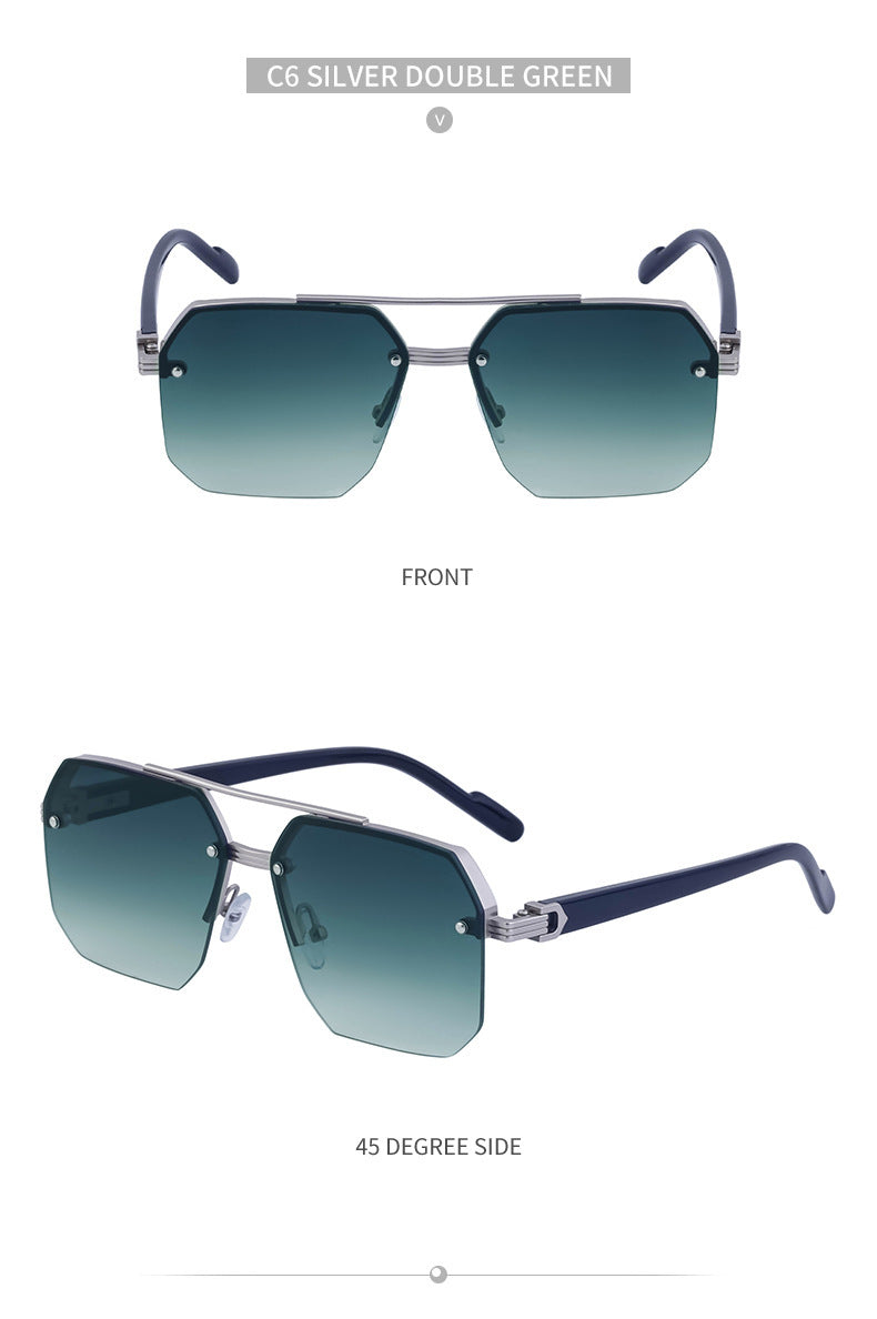 2025New style sunglasses with a high-end feel, European and American half-frame glasses, fashionable sunglasses for women with UV protection sunglasses - 图片 23