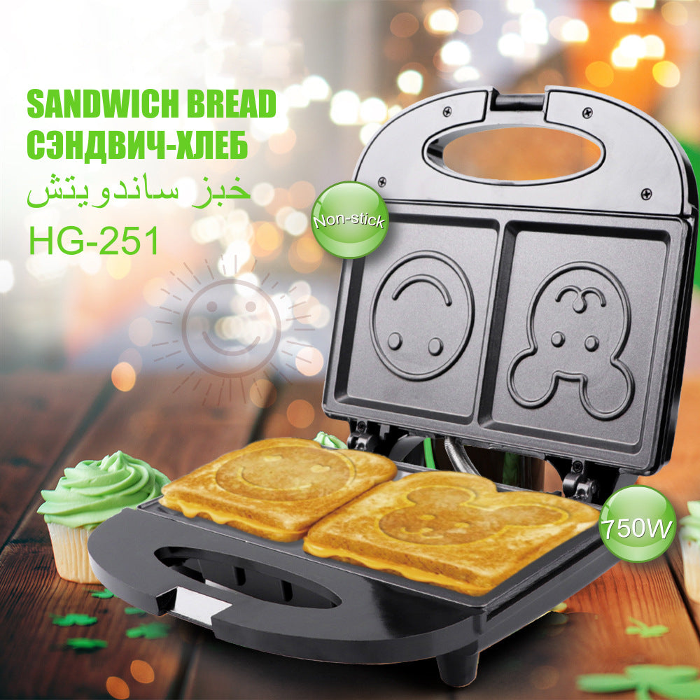 EU Standard Smiling Face Machine Sandwich Bread Baking Cute Toaster Household Multi-Functional Toasting Machine R.251 - 图片 12