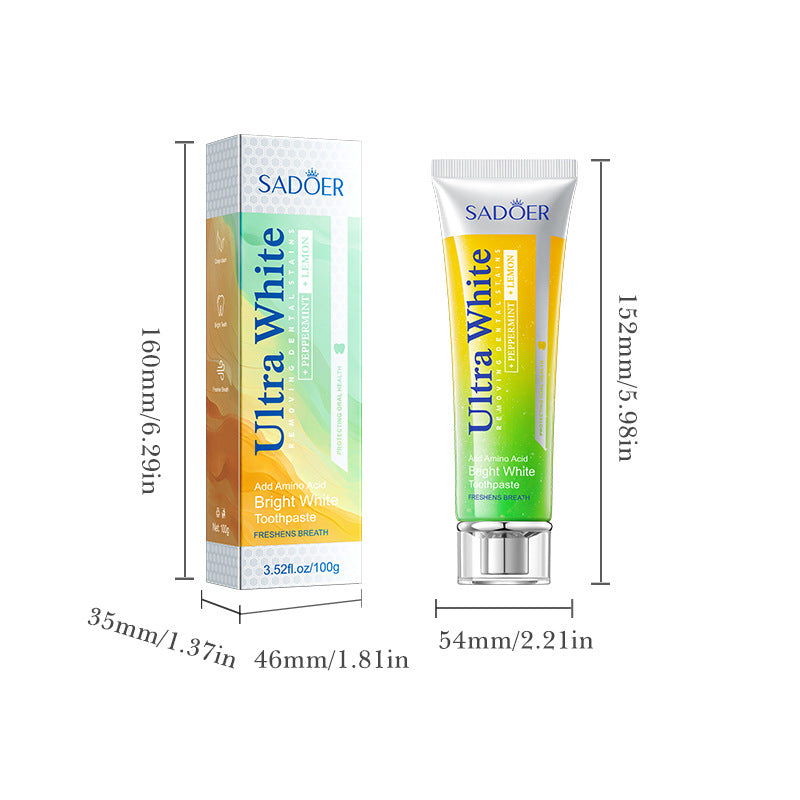 Lemon Mint Whitening Toothpaste SADOER Stain Removal Cleaning Tartar Toothpaste Cross-Border Wholesale - 图片 5