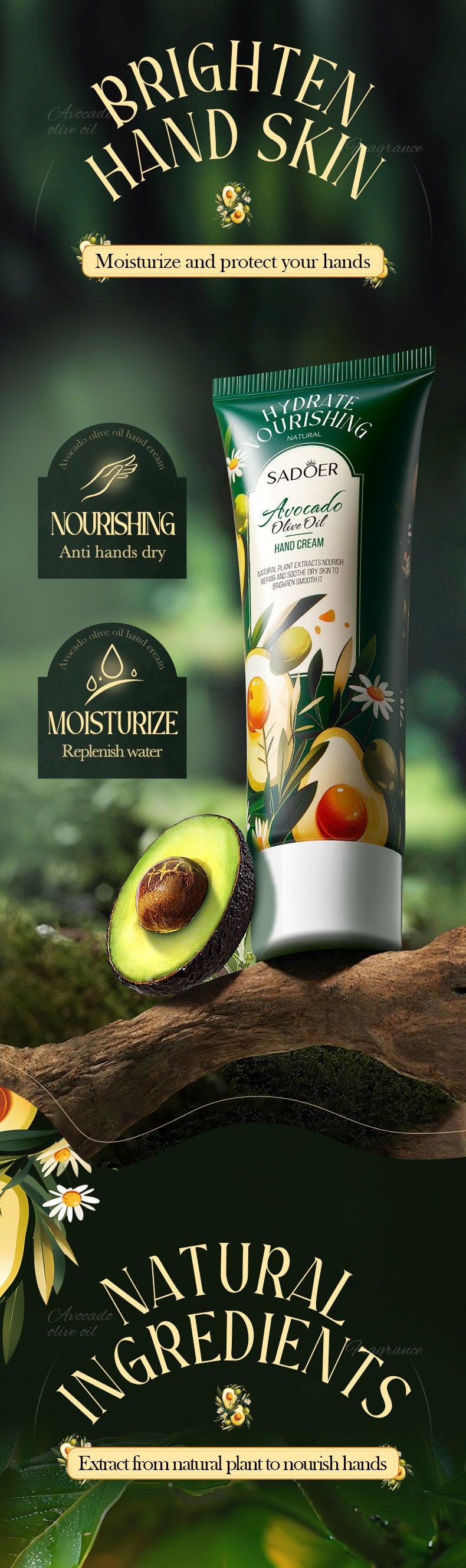 Cross-border Avocado Nourishing Hand Cream80g Olive Oil Hydrating Moisturizing Hand Cream Export Manufacturer Wholesale - 图片 12