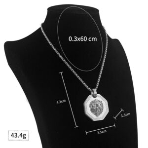 Vintage Lion Stainless Steel Necklace Octagonal Titanium Steel Pendant Men's Personality Fashion Pendant Factory Wholesale