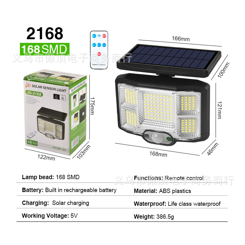 Outdoor Solar Street Light Waterproof Split Wall Light Garden Courtyard Light Human Body Sensor Light Rotatable Three-Head Light - 图片 26