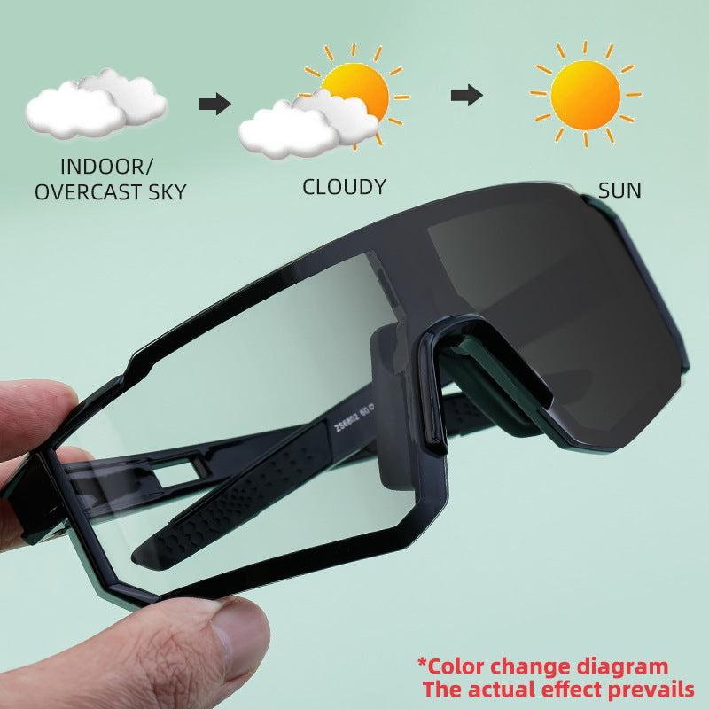 European and American One-piece Photochromic Sunglasses Women Outdoor Cycling Sports Windproof Sunglasses Men Wholesale shades - 图片 10