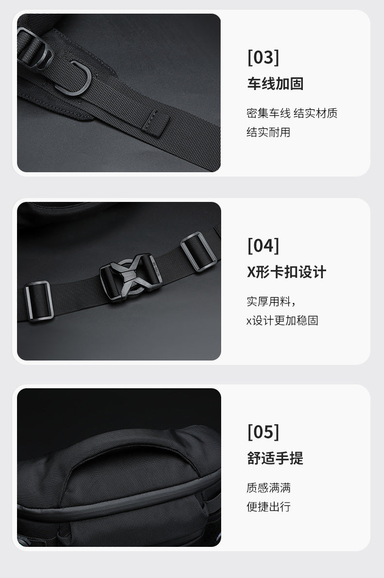 OZUKO Men's Waist Bag Waterproof High-End Crossbody Bag Chest Bag Tactical Trendy Portable Functional Travel Bag - 图片 21