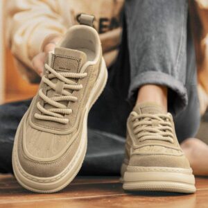 Men's Shoes2025New Summer Breathable Men's Work Height-Increasing Leather Shoes Sports Casual Versatile Thick-Soled Sneakers