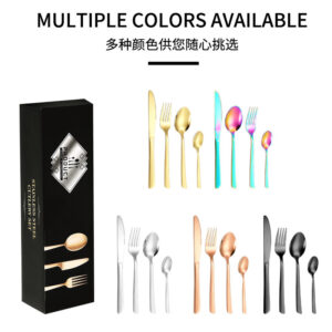 410Stainless Steel Tableware Restaurant Steak Knife Fork Oblique Handle Western Food Knife Fork Spoon6Human Portion24Set