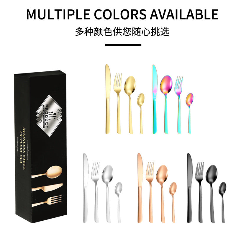 410Stainless Steel Tableware Restaurant Steak Knife Fork Oblique Handle Western Food Knife Fork Spoon6Human Portion24Set