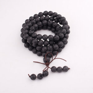 Men's Volcanic Stone Bow Bracelet108Elastic Cord Natural Stone8mm Beaded Volcanic Stone Long Bracelet