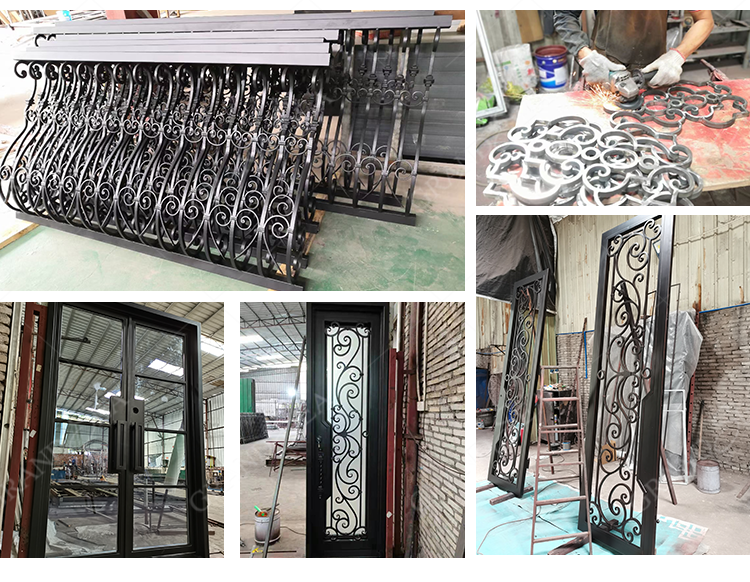 Foshan Factory High Quality Double Front Entry Doors Wrought Iron Doors Double Exterior - 图片 24