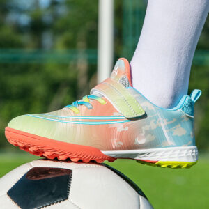 New Football Shoes for Men, Women, and Children, Imitation Leather Low-Top Anti-Collision Spike Magic Tape Grass Training Sports Shoes