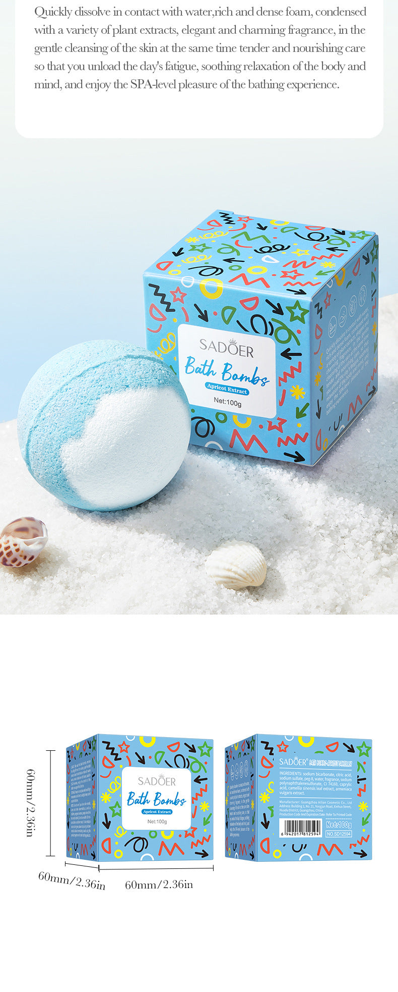 Rose Bath Salt Balls SADOER Deep Cleansing Body Universal Bath Ball Cross-Border Foreign Trade Wholesale - 图片 31