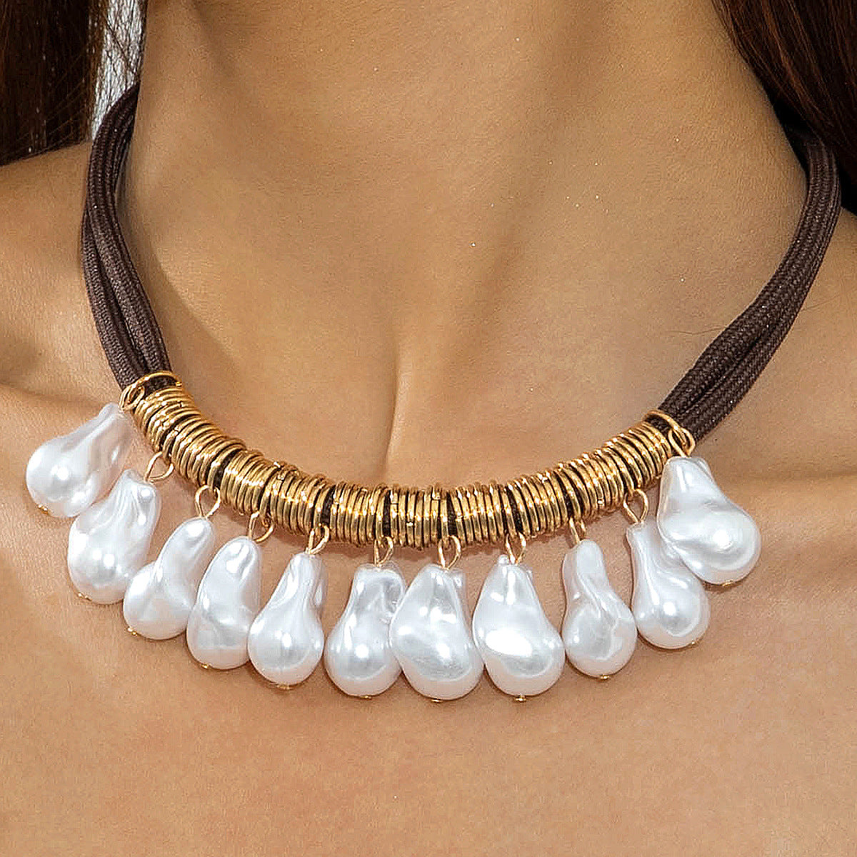 European and American New Style Personality Mesh Round Pendant Necklace for Women Elegant Simple Textured Round Pendant Rope Chain Necklace - 图片 41