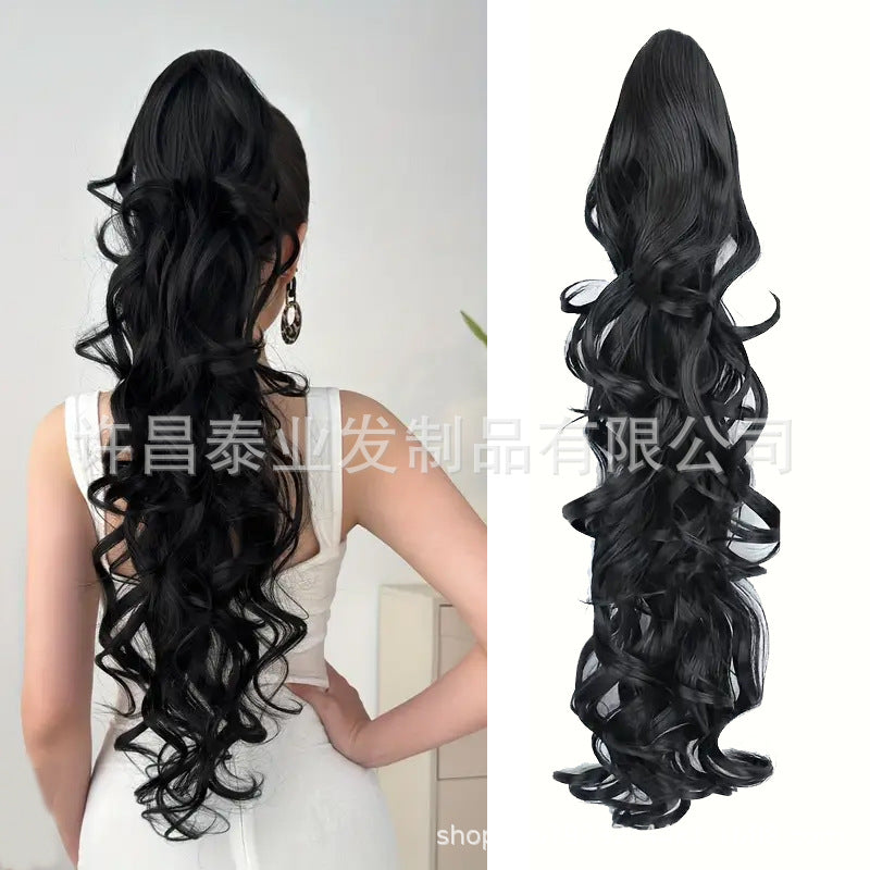 Amazon Cross-Border Trade Wig Ponytail for Women70cm Long Curly Hair Multi-layer Big Wave Claw Clip Ponytail Synthetic Braids - 图片 6
