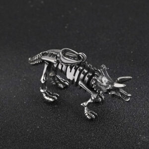 New Stainless Steel Dinosaur Pendant Vintage Blackened Oil Titanium Steel Dinosaur Bone Necklace Jewelry Source Factory