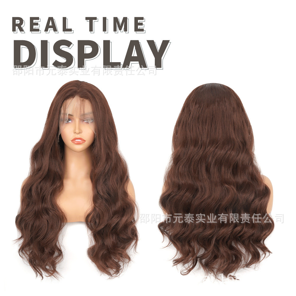 New European and American Style Women's Black Small Middle Part Big Wave Synthetic Long Curly Hair Lace Front Wig Wholesale - 图片 11