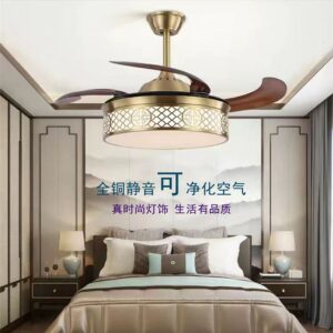 All-Copper Invisible Fan Light Luxury Simple Ceiling Light Designer Modern Living Room Dining Room Bedroom Chandelier Pure Copper