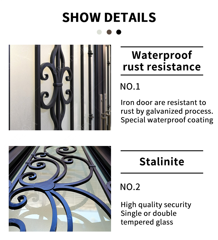 Foshan Factory High Quality Double Front Entry Doors Wrought Iron Doors Double Exterior - 图片 14