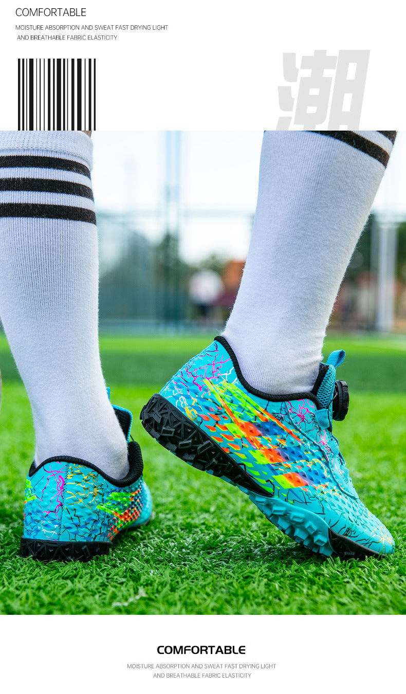 New style soccer shoes for men, women, and children with rotating buckle TF Broken Nail Style Youth Student Grassland Competition Training Shoes - 图片 32