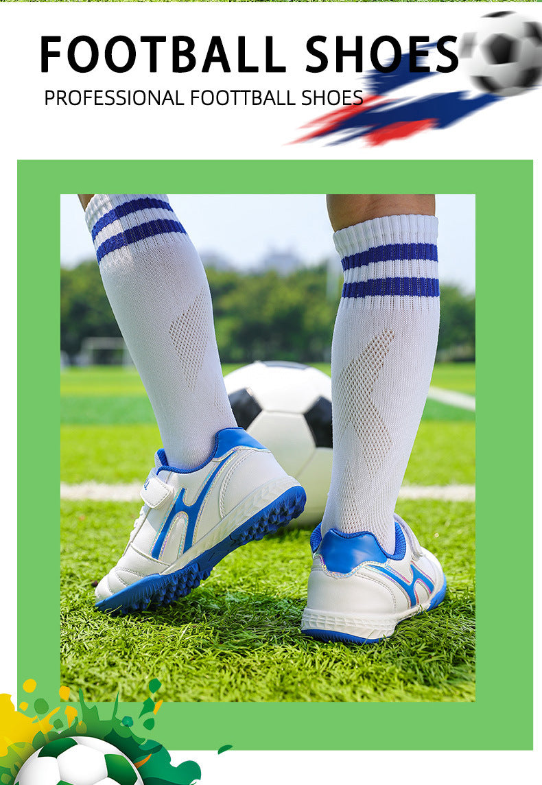 New football shoes for men and women with Velcro for children TF Broken Nail Style Youth Student Grassland Flat Training Shoes - 图片 11