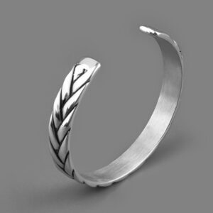 New Titanium Steel Men's Trendy Wheat Ear Bracelet Personality Simple Men's Retro Striped Stainless Steel Braided Bracelet