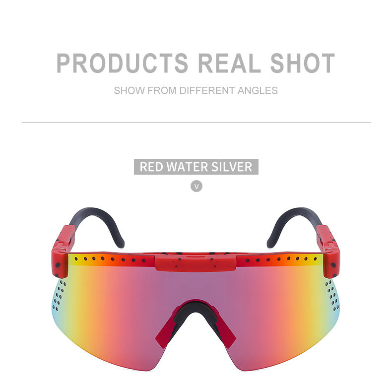 European and American Colorful Sunglasses Outdoor Cycling Windproof Sunglasses Men and Women One-piece Lens Sports Anti-ultraviolet Glasses - 图片 23