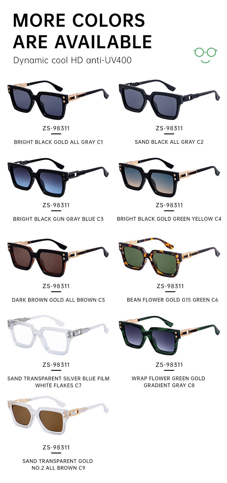 2025New European and American Style Square Frame Sunglasses for Men High-end Sun Protection Sunglasses Men's Trend Wholesale sunglasses - 图片 23