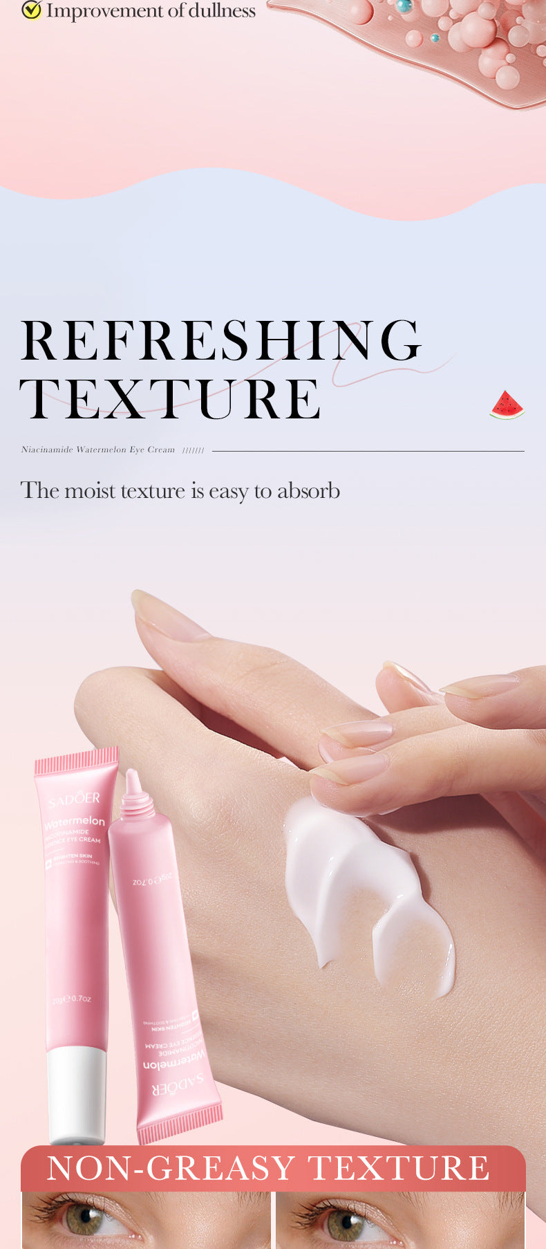 Watermelon Niacinamide Essence Eye Cream SADOER Moisturizing Eye Cream for Eye Area Wholesale Cross-Border Trade - 图片 13