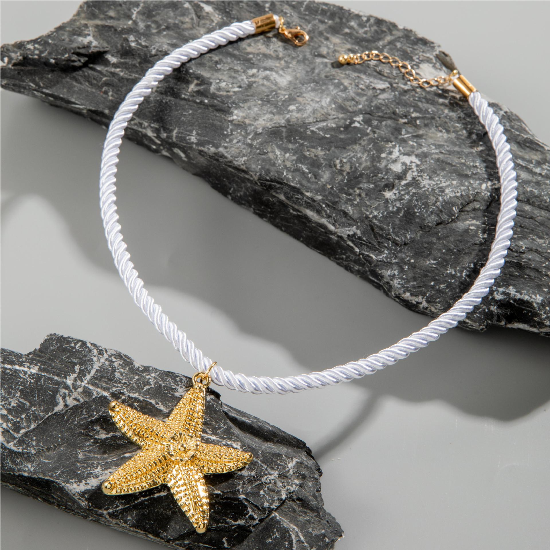 European and American Metal Ocean Style Starfish Pendant Necklace Jewelry Personality Exaggerated Star Beach Vacation Necklace for Women - 图片 23