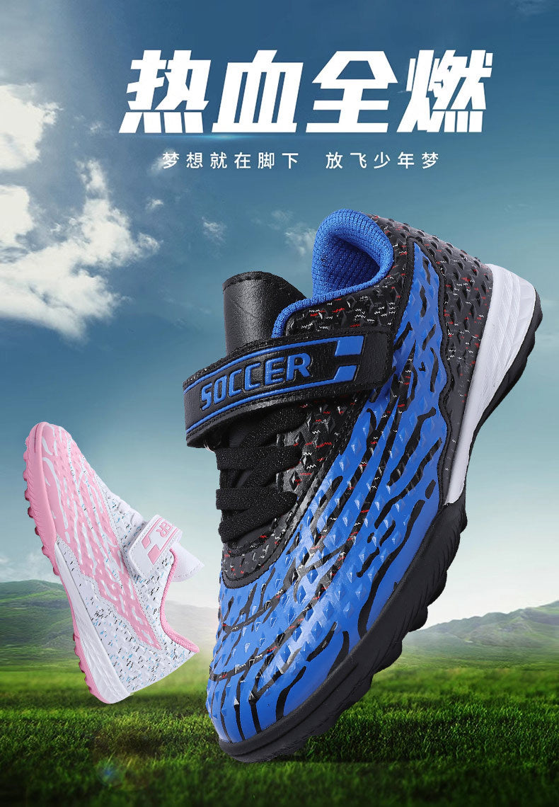 New football shoes for men and women with Velcro for children TF Broken Nail Style Youth Student Grassland Flat Training Shoes - 图片 9